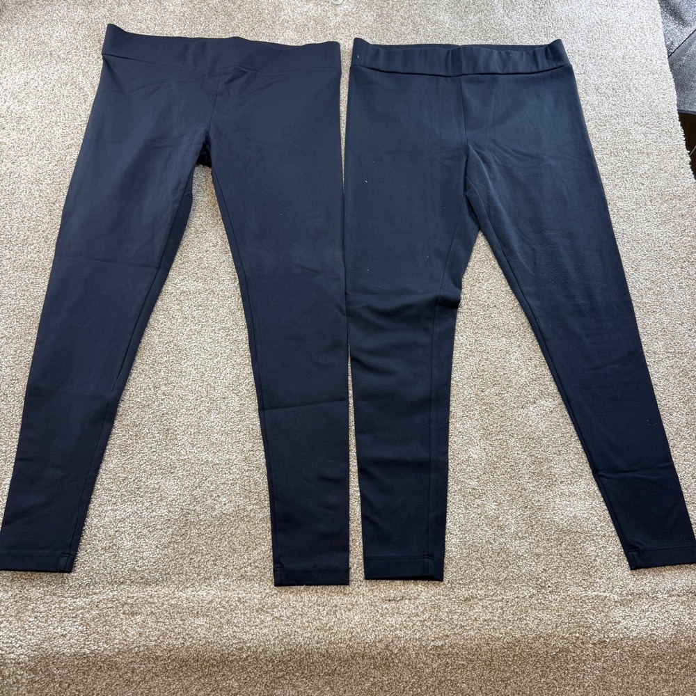 Black Leggings Lot Matty M Womens Nylon Spandex Large Yoga Athletic Stretch Fit